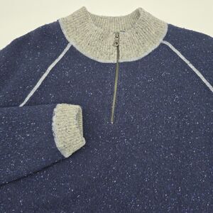 Mountain Khakis Fleck 1/4 Zip Sweater Men's XXL Blue/Gray Elbow Patch Lambswool